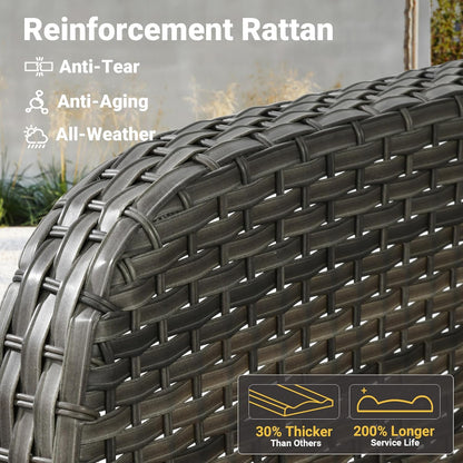 ovios 4 Pieces Patio Furniture Set with 25" Fire Pit, Outdoor Wicker Chairs of 4, All Weather High Back Rattan Chairs 4-Seater with Comfy Cushions, Beige