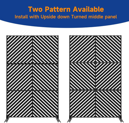 Metal Privacy Screen 72" H x 47.2" Decorative Outdoor Privacy Screen Privacy Panel with Stand for Balcony Deck Patio Lawn Garden, Privacy Fence (Black-Arrow)