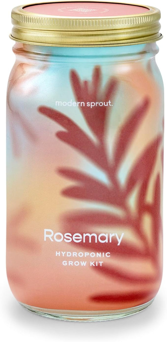 Modern Sprout Mason Garden Jar - Self-Watering Hydroponics Growing System Kit with Organic Herb Seeds - Jar Planter for Indoor Herb Garden - Seed Starter Kit - Home Decor & Gifting - Rosemary