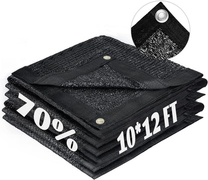LOVE STORY 10x12FT 70% Black Shade Cloth Sun Shade Net with Grommets Sunblock Net Mesh Tarp for Garden,Plants Cover,Greenhouse and Patio