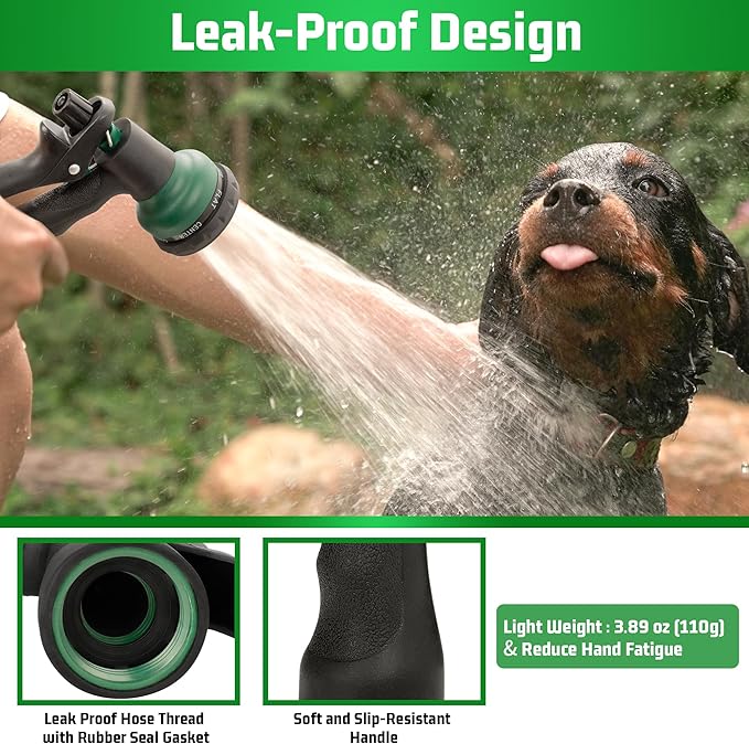 NEXCOVER Hose Nozzle 2PK, Garden Hose Nozzle with 7 Adjustable Watering Patterns, ABS Hose Nozzle Sprayer, Non-Slip Water Spray Nozzle for Watering Plants & Lawns, Cleaning, Washing Pets & Cars