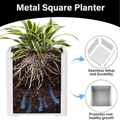 Large Metal Outdoor Planter Box 24" W x 24" D x 24" H, Cube Planters for Outdoor Plants, Large Square Flower Pot for Patio, Deck, Garden, Yard
