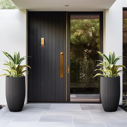 Kante 24 Inch Tall Round Concrete Planter, Large Indoor Outdoor Plant Pots with Drainage Hole and Rubber Plug, Modern Decorative Garden Pots for Home Patio Porch, Textured Black