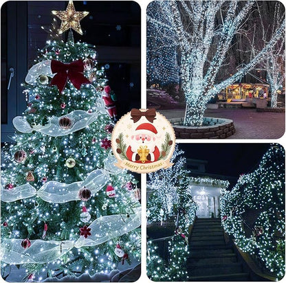 50FT 1000 LED Cluster Christmas Lights, Christmas Tree Lights Outdoor Indoor with 8 Modes & Timer & Remote, Firecrackers String Lights Waterproof for Garland Party Xmas Decorations, Cool White