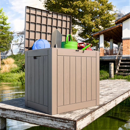 31 Gallon Waterproof Outdoor Storage Box,Resin Deck Box,Lockable Outside Storage Box Container for Patio Furniure,Garden Tools (31 Gallon,Grey)
