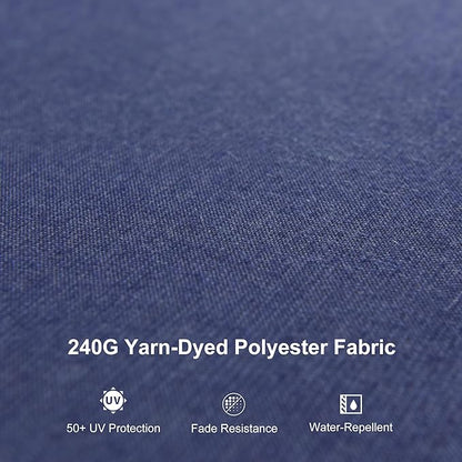 PURPLE LEAF 8' X 10' Left-right Tilting Patio Umbrella with Base Outdoor Swivel Cantilever Offset Aluminum Umbrella with Champagne Frame and 360-degree Rotation for Garden Deck Pool, Navy Blue