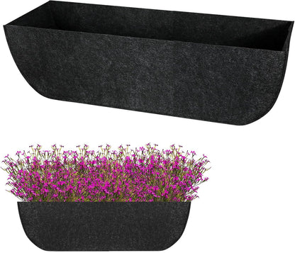1-Pack 24in Planter Liners - Breathable Felt Hanging Basket and Window Box Liners - Prevent Root Suffocation and Bird Damage - Black