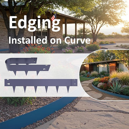 6 Pack Metal Landscape Edging- 40" L x 8" H (20ft Total) Lawn Edging, Garden Border Edging, Metal Edging for Landscaping with Gloves (Gray-Blue)
