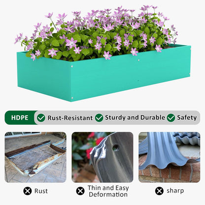 HDPE Raised Garden Bed 47.24 * 24.4 * 9.65 in,Vegetable Planter Bed Outdoor,Elevated Horticulture Planter Bed,Waterproof,Rot-Resistant and Non-Cracking Above Ground Garden Bed(Aruba Blue)