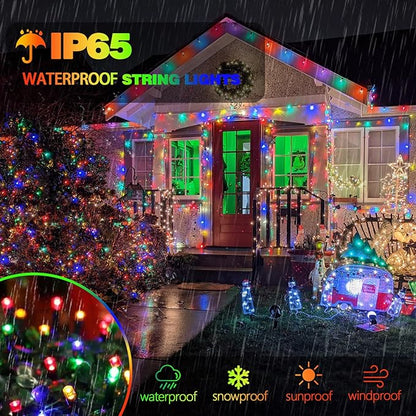 2 Pack Solar Christmas Lights Outdoor Waterproof, Super Bright 90FT 160 LED Solar String Lights, 8 Lighting Modes Green Wire Twinkle Fairy Lights for Xmas Garden Decorations (Multi-Colored)
