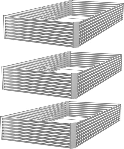 3 Pack 6x3FT Galvanized Raised Garden Bed Outdoor,Metal Garden Bed for Vegetables,Steel Raised Beds for Gardening,Above Ground Garden Box for Flower