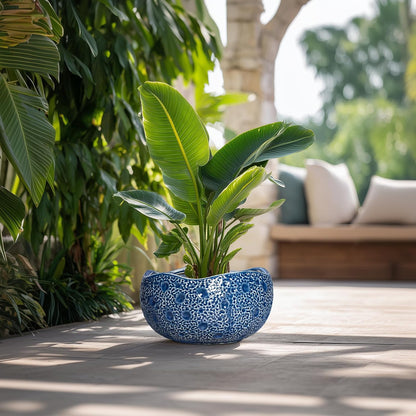 Bonsai Tree Pot - 13 Inch Large Ceramic Pots for Plants Indoor Outdoor, Round Planter, Decorative Flower Pot with Drainage Hole, Modern Unique Planter, Garden Decor Home, Garden Gifts, Blue