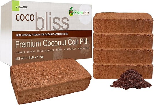 Coco Coir 650gm Bricks (5-Pack) - Organic Coco Coir for Plants & Gardening - OMRI-Listed Cocopeat for Garden Soil, Seed Starter Soil, & Mulch - Organic Coconut Bricks - Coconut Fiber Potting Mix
