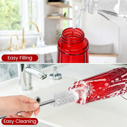 Hummingbird Feeder 2pack-14Ounces，5 Feeding Ports Glass Hummingbird feeders for Outdoors,Wide Mouth for Easy Filling/Cleaning，Hanging for Garden Backyard Decor, Includes Ant Moat (Red)