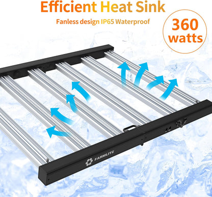 Grow Light FARMLITE LED Grow Lights for Indoor Plants Full Spectrum Growing Light Plant Hanging Growing Lamps Seedling Daisy Chain Dimmable Board 4x4ft Coverage (360watts)