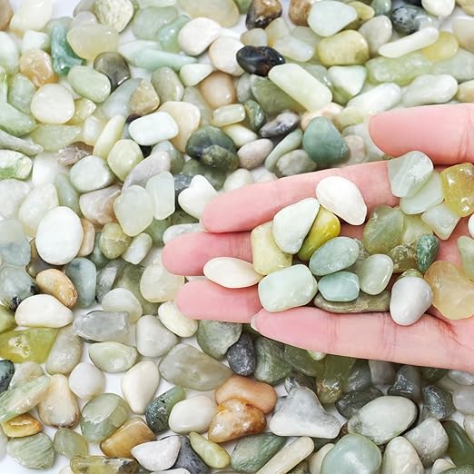 SIDONG 5 LB Jade Pebbles, 2/5 Inch Natural Decorative Polished Jade Stones, Jade River Rocks for Succulents, Cactus, Vases, Indoor Plants, Garden Landscaping, Bamboo
