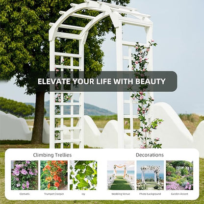 Solid Fir Wooden Garden Arch Premium Outdoor Trellis for Climbing Plants, 84.5”H×49.37”W×23.5’’D, Also can be Used for Wedding and Party Decoration