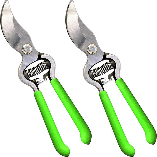 Garden Guru Classic Bypass Pruning Shears Clippers – Heavy Duty Forged Steel Garden Pruners – Safety Lock – Non Slip Comfort Grips – Cuts up to 1” – Professional Bypass Pruners for Gardening (2 Pack)