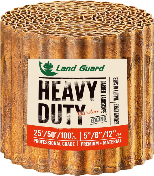 Land Guard Corrugated Garden Edging Border,12" x 25' Landscape Paver Edging, Tall Landscape Edging, Fence for Garden, Flower Bed, Lawn and Landscape Edging (Rusty)