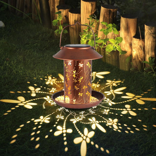 Bird Feeders for Outdoors Dragonfly Solar Lanterns Outdoor Waterproof Garden Decor Birthdays for Women Mom Grandma Metal Solar Decoration Outside LED Lanterns for Yard, Patio