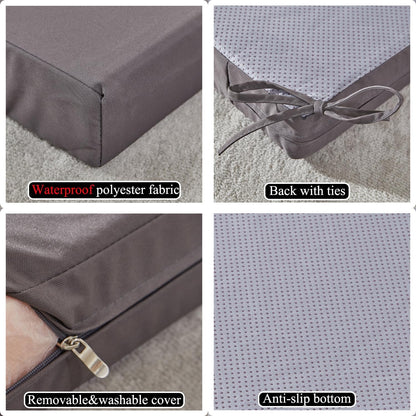 17 x 17 Inch Outdoor Seat Cushions for Patio Furniture with Non Slip and Ties Waterproof & UV Resistant Round Corner Outdoor Chair Cushions Replacement Set of 2, Gray