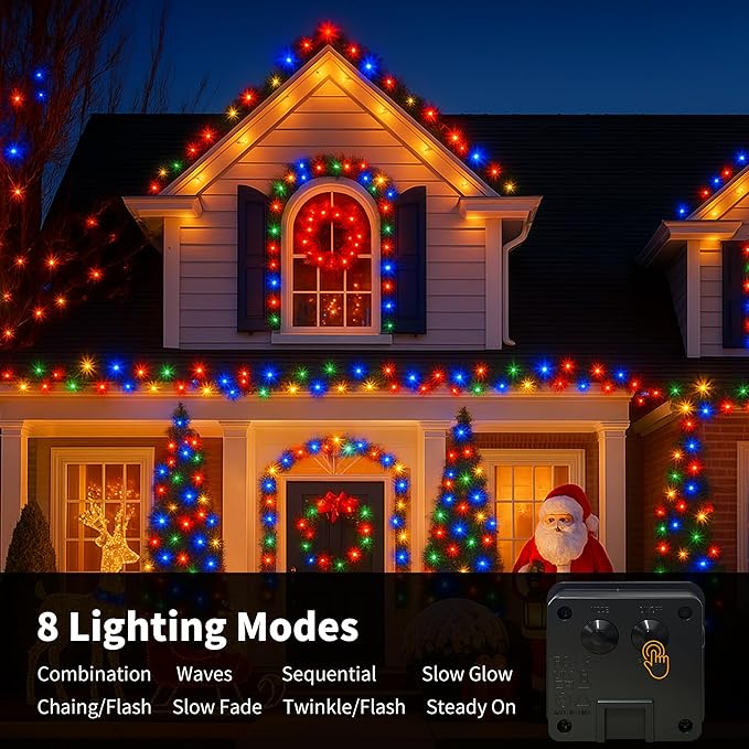 [6 Pack] Solar String Lights Multicolored, 236 FT 600 LED Solar Twinkle Light Outdoor with 8 Modes & Memory Function, Solar Christmas Lights Waterproof Chrismas Lights for Xmas Tree Party Decorations