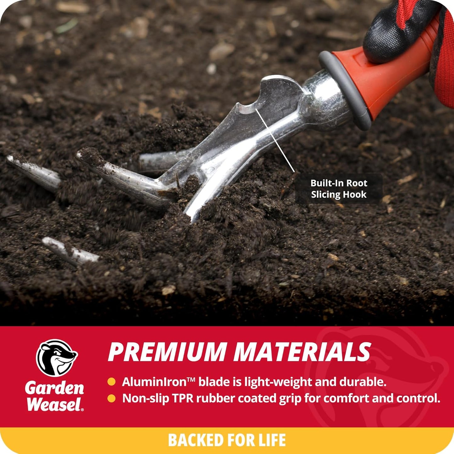 Garden Weasel 3-Piece Hand Tool Combo Set | Trowel, Transplanter and Cultivator | Heavy Duty Lawn and Garden Set, Digging, Planting, and Weeding | 91370-Q