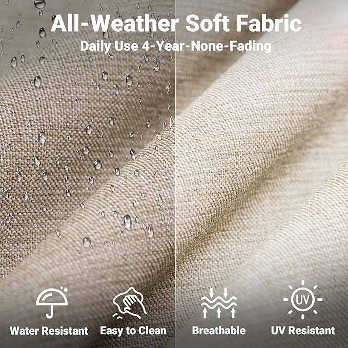 ovios 2 Pieces Patio Furniture Set, Outdoor Wicker Sofa with Glass Coffee Table, All Weather High Back Rattan Loveseat Couch 2 Seats with Comfy Cushions, Beige