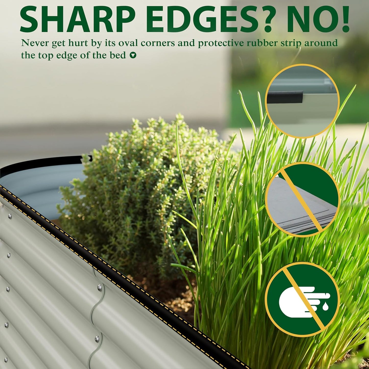 MUPATER 24''H Modular Garden Bed Outdoor for Vegetables, 9-in-1 Galvanized Steel Planter Box with 2 Aluminum Support Rods, 6x3x2FT Raised Garden Bed Kit Oval for Herbs and Flowers, Garden, Beige