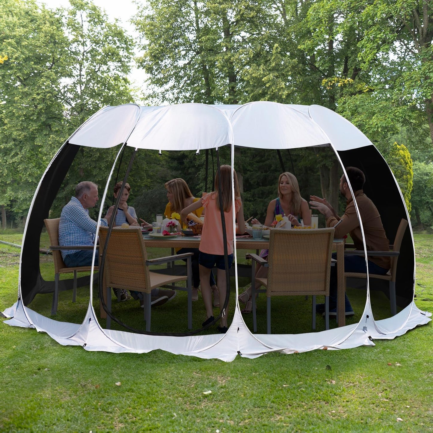 Alvantor Screen House Gazebo, 6-10-15 Person Pop Up Igloo Screened Canopy Tent with Mosquito Netting Sides, Instant UV Resistant Sun Shelter for Garden, Patio, Backyard