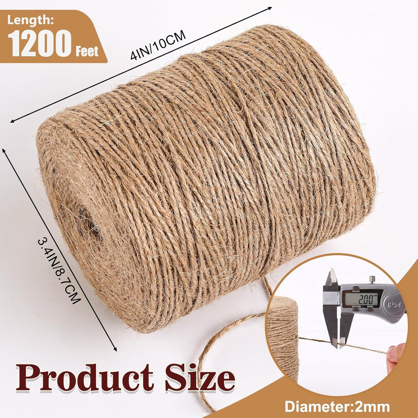 XSEINO 1200 Feet Natural Jute Twine Strong Garden Twine Rope for Arts Crafts Gift Wrapping Gardening Tomato Climbing Plant Tie Floristry Packing Decor