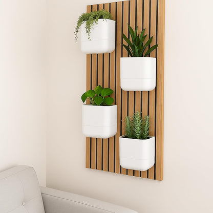 Phoenix Vine 6.5-Inch Wall Mounted Self-Watering Planter Pot for Indoor Houseplants and Herbs | Modern Hanging Planter for Window Sills, Bathroom Walls, Home & Office Décor, White, Set of 2, 01-WP-W-2