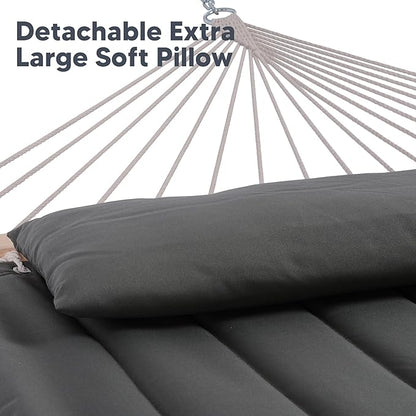 SUNCREAT Hammocks for Outside with 15 ft Stand, Stand Alone Hammock, 475 lbs Capacity, Dark Gray