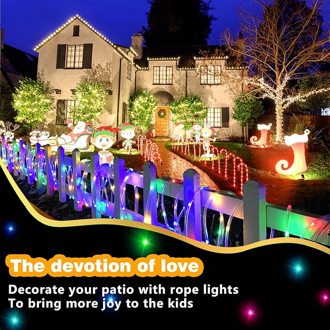 Solar String Lights Outdoor Waterproof, 66ft 200 LED Rope Lights USB & Solar Powered, 8 Modes Multicolor Fairy Lights with Remote for Christmas Garden Patio Deck Tree Pool Trampoline Wedding