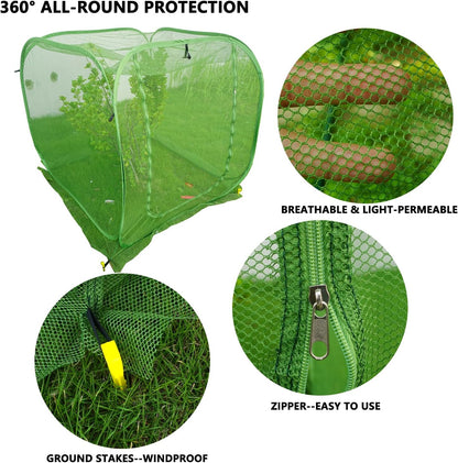 Pop Up Mesh Plant Cover 48’’x48’’x48’’ for Square Raised Garden Bed, Mesh Net Cage Protect from Bird Pest, Insect, Garden Tent for Vegetables, Seedlings Fruits and Herbs