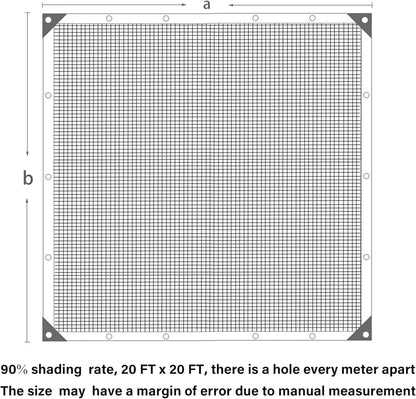 winemana 90% Shade Cloth, Dog Kennel Shade Cover, 20 x 20 FT Sturdy Durable Sunblock Shade Mesh Tarp with Grommets for Patio Plants Greenhouse Chicken Coop Porch