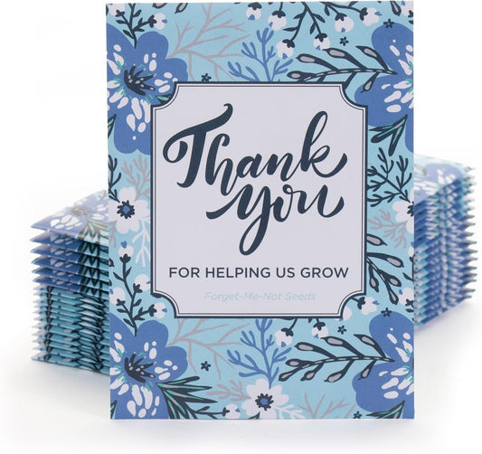 Bentley Seed Co. Thank You Packet - Help Us Grow Forget Me Not - 25 Seed Packets - Perfect Eco-Friendly Thank You Gift - Non GMO Seeds, Blue