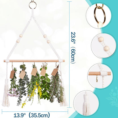 2pack Herb Drying Rack Flower Drying with 25PCS Brown Gift Tags and 32ft Natural Jute Twine herb Dryer,Herb Drying Rack,Hanging Herb Dryer Rack