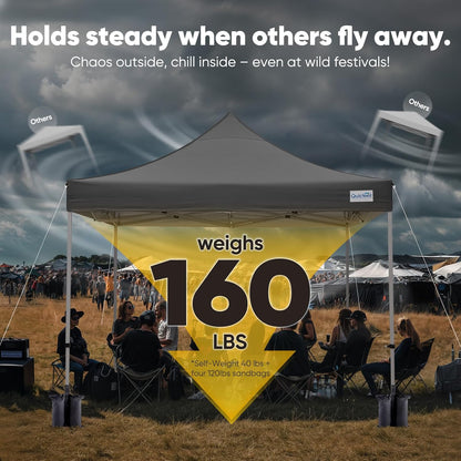 Quictent 10x10 Heavy Duty Pop Up Canopy Tent- Easy up Outdoor Commercial Canopies, Waterproof, 11ft Interior Height, Easy Setup, Includes Sand Weight Bags and Wheeled Carry Bag