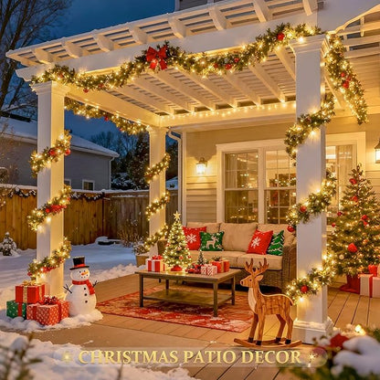 JMEXSUSS 2 Pack Solar String Lights Outdoor Waterproof, Each 33FT 100 LED Warm White Christmas Lights, Waterproof 8 Modes Copper Wire Solar Fairy Light for Outside Patio Tree Yard Garden Decorations