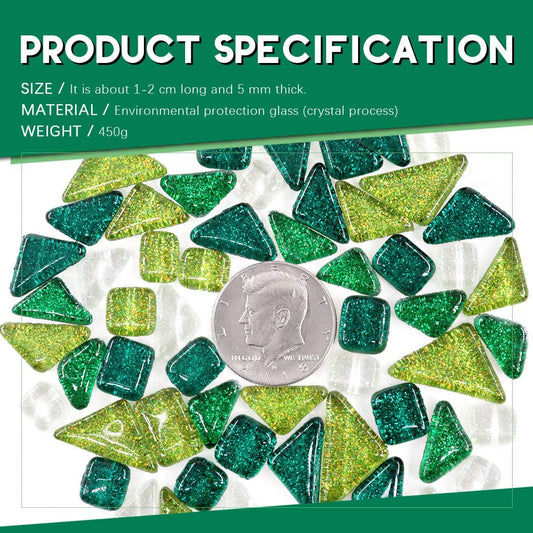 Swpeet Mixed Colors Shine Crystal Series Mosaic Tiles Assortment Kit, Square and Triangle Glitter Crystal Tiles Perfect for Home Decoration Crafts