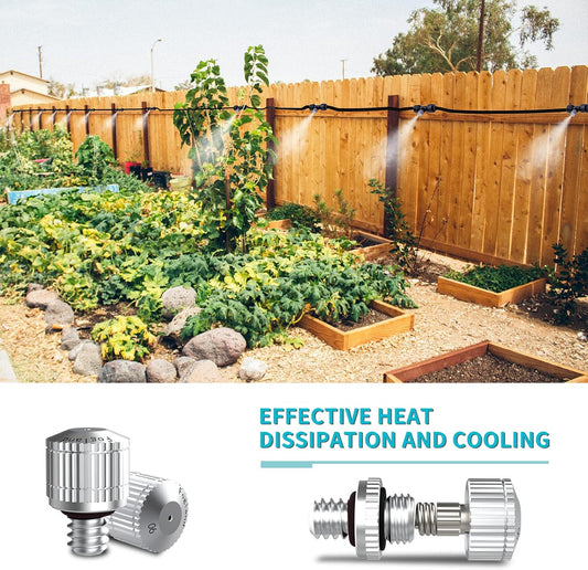 Fogland Misting Nozzles for Cooling System:35pcs Clogging-Prevent Cleanable Stainless Steel Mist Nozzles 0.024" Orifice 10/24 UNC for Patio Garden Trampoline
