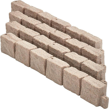 VEVOR Faux Stone Landscape Edging, No Dig Garden Edging Border, Flexible Blocks for Lawn Edging, Flower Beds, Driveway, Yards with 12 Spikes, 4 Pack 24 Bricks 16FT Kit, 46.9" Lx 4" W x 6" H, Beige