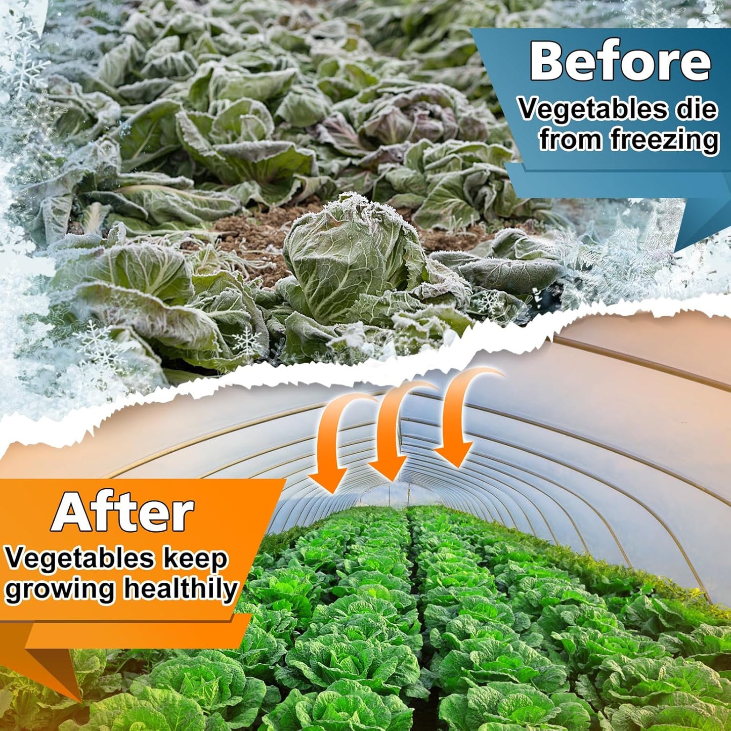 Alphatool Greenhouse Cover Plastic Sheeting - 10 x 50 ft Plant Covers Freeze Protection, Frost Cloths for Outdoor Plants, Clear Floating Row Cover for Outdoors Garden Plants Vegetables Crops