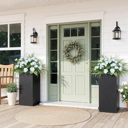 Stoog 30" Tall Planters for Outdoor Plants, All-Weather Metal Planter Boxes Set of 4, with Removable Insert Shelf, Modern Design, Indoor/Outdoor Use, Black