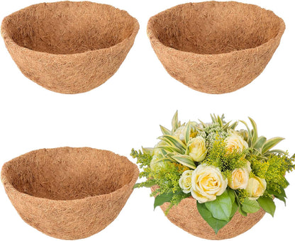 Legigo 4 Pack 18 Inch Hanging Basket Coco Liners Replacement, 100% Natural Round Coconut Coco Fiber Planter Basket Liners for Hanging Basket Flowers/Vegetables