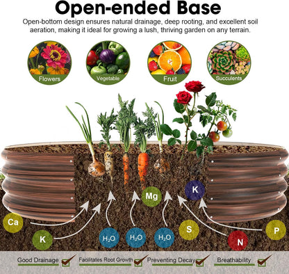 5x3x1ft Oval Galvanized Raised Garden Bed Outdoor 9-in-1 Large Metal Modular Planter Box Raised Beds for Gardening,Vegetables,Fruits,Flowers & Herbs (Brown)