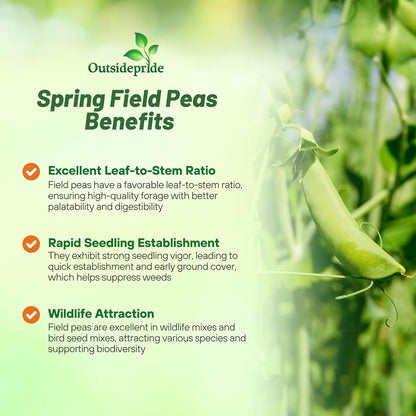 Outsidepride Dundale Spring Field Peas Seeds - 50 lbs. Annual, High-Protein Legume & Cover Crop Seeds for Forage, Food Plot, Gardens & Pastures - Ideal for Improving Soil Health, & Erosion Control