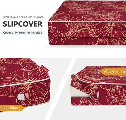 Porch Shield Outdoor Cushion Slipcovers Patio Chair Seat Cushion Covers Set 4 Waterproof Fade Resistant 22 x 20 x 4 inch, Summer Blooming