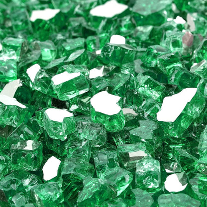 Mr. Fireglass 10 Pounds Fire Glass - 1/2 Inch High Luster Reflective Tempered Glass Rocks for Fireplace Fire Pit Table and Landscaping, Light Green